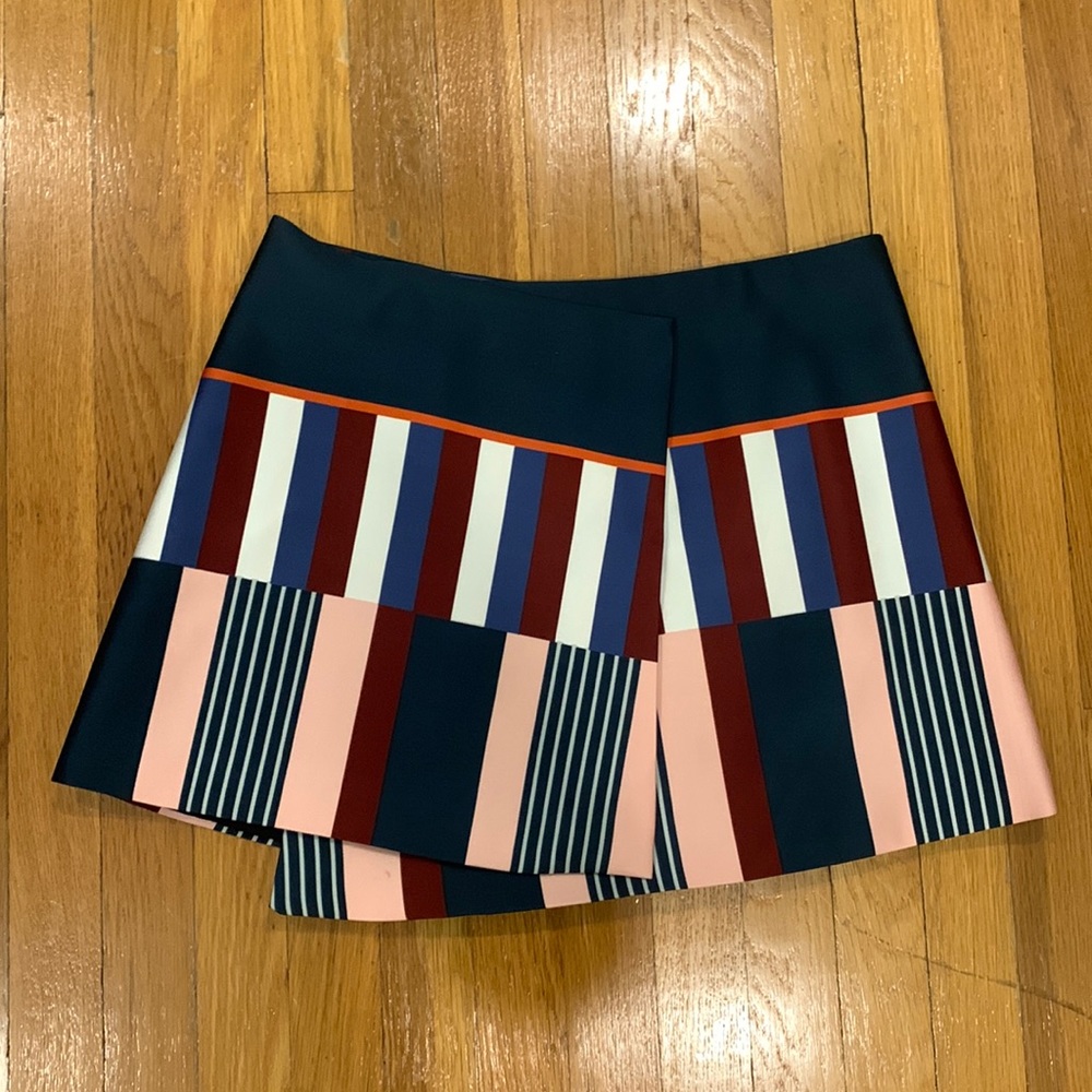 SUNO Color-block Wrap/Asymmetrical Button Close Skirt, Size 10